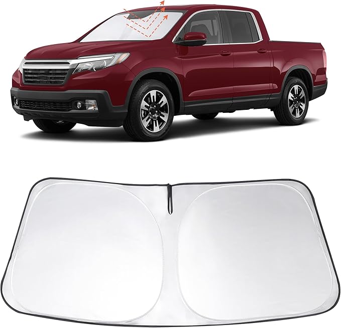Windshield Sun Shade Custom Fit 2017-2024 2025 2026 Honda Ridgeline Crew Cab Accessories Foldable Sunshade Sun Blocker Front Window Shades Covers Keep Car Cooler
