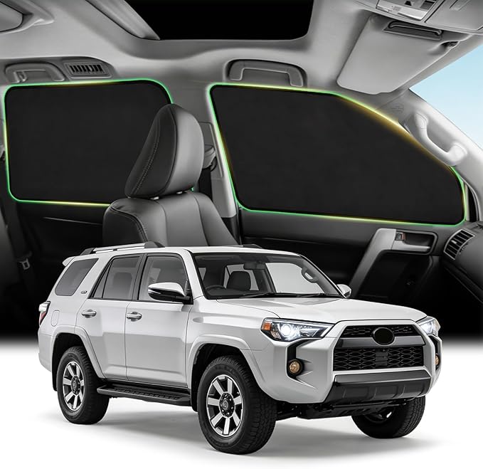Side Window Sunshades for 2017-2024 Toyota 4Runner, Suede Fabric Window Covers for Privacy Car, Custom Fit Without Steel Rings, UV & Heat Protection Magnetic Installation (4 Pack)