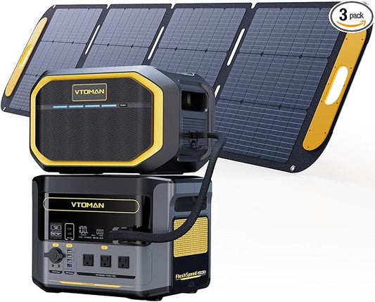 VTOMAN 3096Wh Portable Power Station Bundle with Extra Battery & 200W Pro Solar Panel Included - Up to 3000W Solar Power Generator for Home Backup, Off-grid, Road Trip, RV, Camping, Emergencies