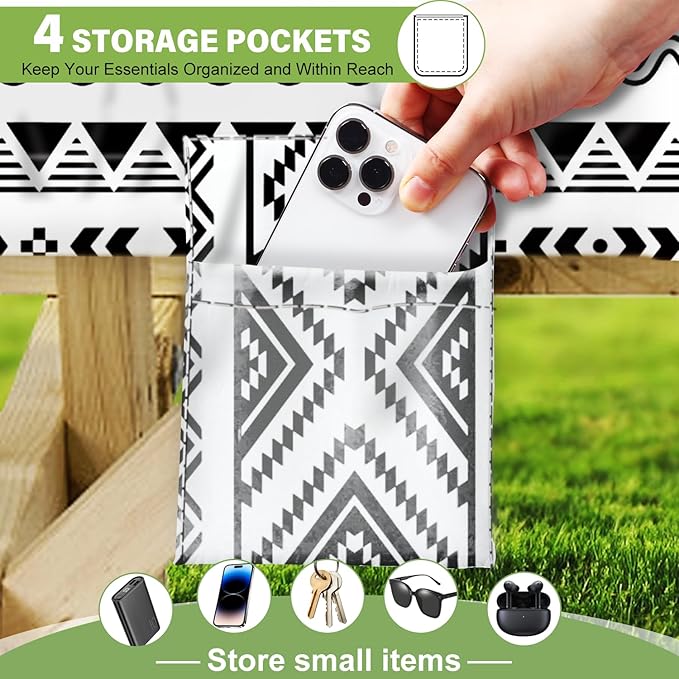 Picnic Table Cover with Bench Covers Vinyl Elastic Edges Fitted Rectangle Seat Tables Waterproof 3-Piece96X30in Set Outdoor Rectangular Folding Backing Tablecloth for Camping Over Size