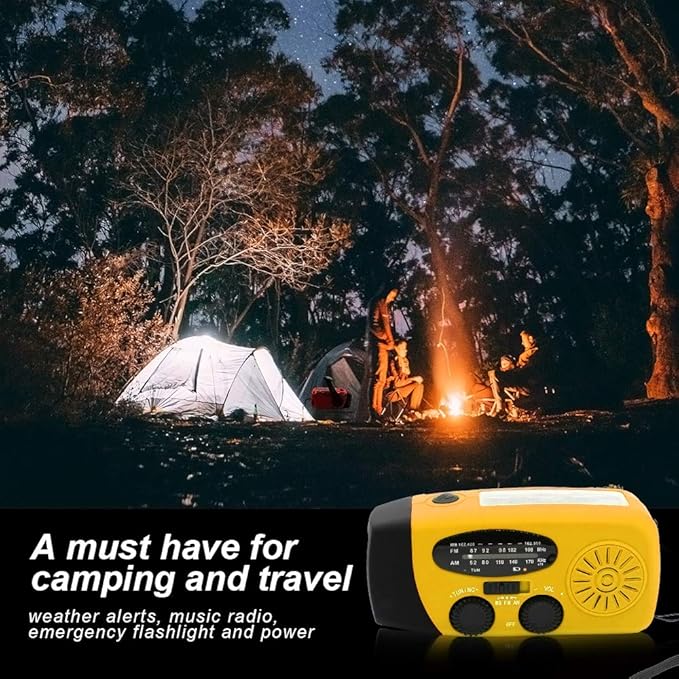 Portable Solar Emergency Weather Radio Upgrade Hand Crank AM/FM NOAA Survival Radio with 2000mAh Cellphone Charger LED Flashlight Battery Indicator for Home Camping Earthquake
