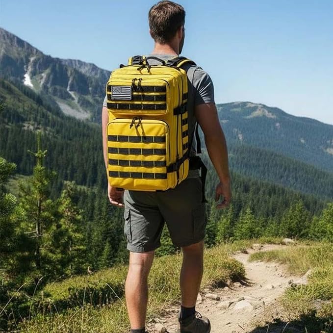 45L Military Tactical Backpack for Men & Women Bug Out Bag Assault pack Molle Daypack Hiking Trekking Rucksack(Yellow)