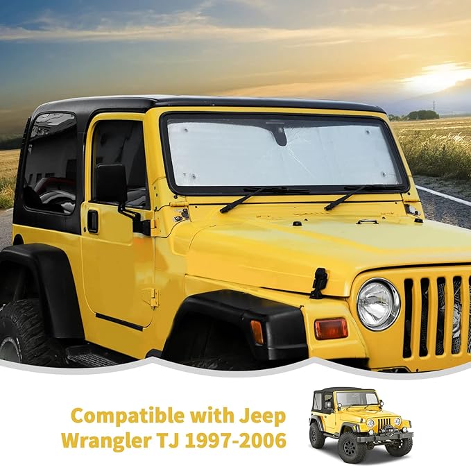 Windshield Sunshade Sun Shade Heat Shield Window Sun Visor Mat for Jeep Wrangler TJ 1997-2006,6PCS
