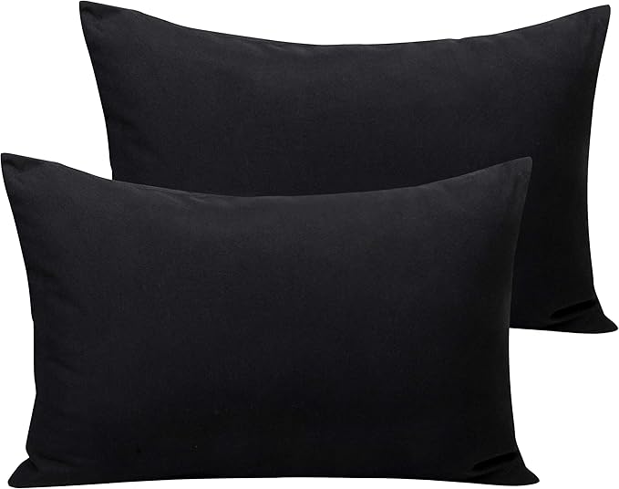 NTBAY Microfiber Toddler Pillowcases with Envelope Closure, 2 Pack 100% Brushed Microfiber Super Soft Travel Kids Nursery Pillow Cases, 14"x20" Fits Pillows Sized 12"x16" 13"x18" 14"x19", Black