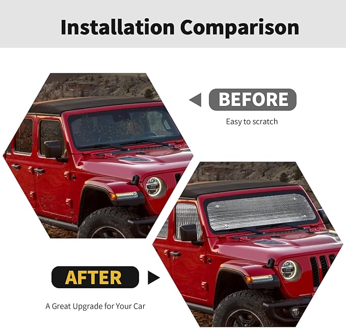 Windshield Sunshade Sun Shade Heat Shield Window Sun Visor Mat for Jeep Gladiator JT 2018-2023,6PCS