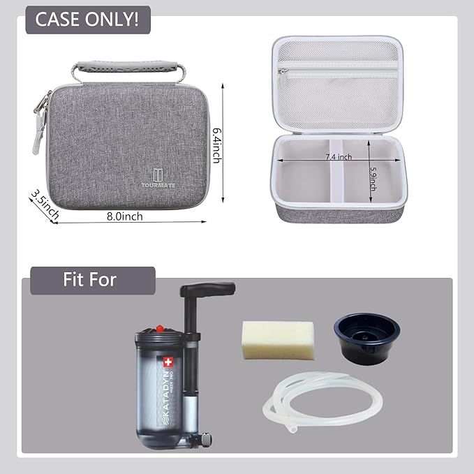 Tourmate Hard Storage Case for Katadyn Hiker Pro Hand Pump Water Filter, Protective Carrying for Drinking Straw, Squeeze Pouch and Other Accessories（Only Box）