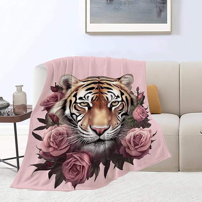 Tiger Blanket Soft Warm Tiger Fleece Plush Throw Blanket Tiger Gifts for Tiger Lover Cozy Flannel Bedding Tiger Animal Stuff Decor Blanket for Girls Boys Kids Adults Women 60"x80"