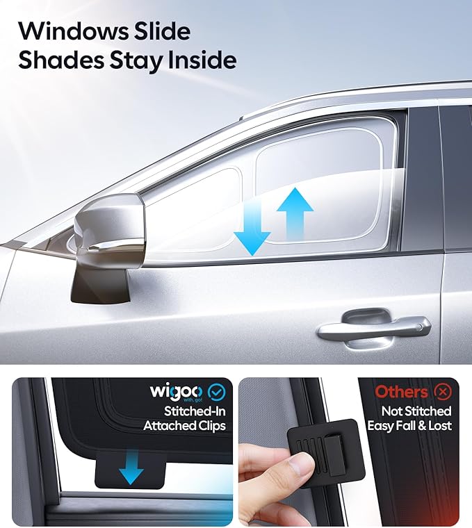 Wigoo 2026 Upgrade 8PCS Full Set Window Sunshade for Toyota RAV4 2019-2025 [7-Layer Cooler & Blacker, Ice-Crystal Tech] with Windshield for Sun Block, Baby, Camping, Privacy Napping, Relax