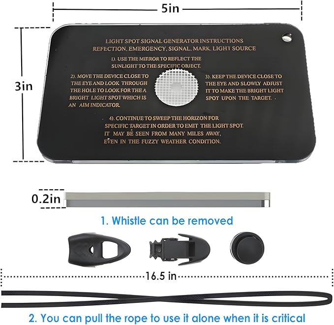 Signal Mirror Survival Kits Military Grade, 3 x 5 in Camping Mirror with Survival Whistle, Gifts for Men, Birthday Gifts for Fathers Husband Boyfriends