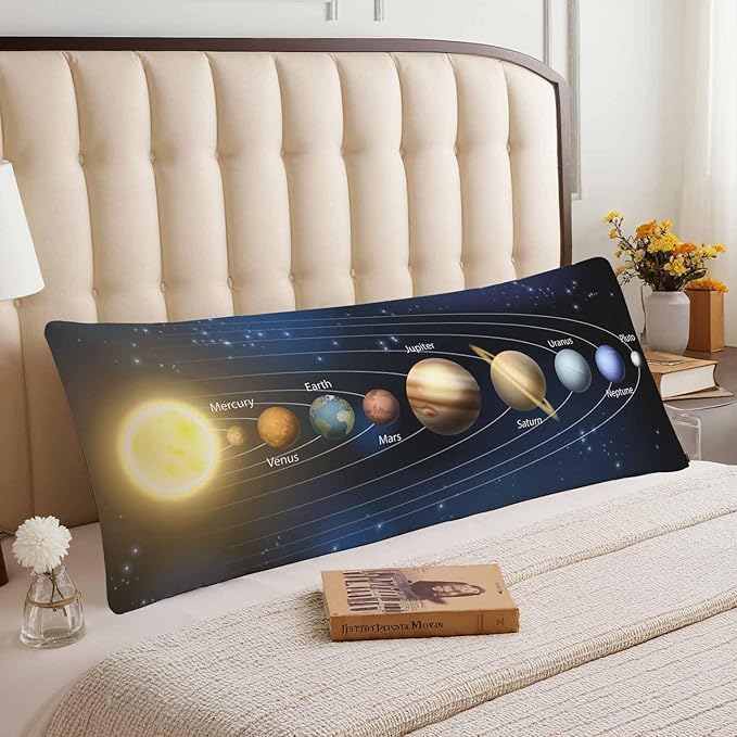 20"X54" Body Pillow Case Solar System, Galaxy Planet Outer Universe Space Side Sleeper Body Pillow Covers Long Pillowcase Protector Accent Body Cushion Cover for Couch Bed Sofa Car