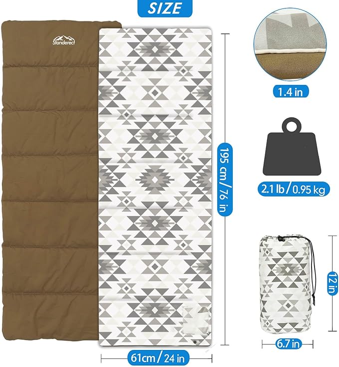 Heated Sleeping Bag pad, 3 Adjustable Temperature Levels, Operated by 5V/2A USB Power Supply (Bohemia, 76" x 24")