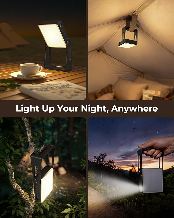 Portable LED Camping Light, 3 Modes,Rechargeable 4000mAh Dimmable Camping Lantern with 360° Rotatable Stand, 2-in-1 Flashlight Emergency Camping Lamp for Home Power Outages, Outdoor Hiking,Hurricane