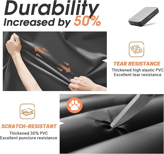 VOSSER Twin Air Mattress with Built in Pump,18''Inflatable Mattress 2 Mins Self-Inflation/Deflation,XL-Long Blow up Mattress Thicker,Flocked Top Air Bed with Storage Bag for Home, Camping & Guests
