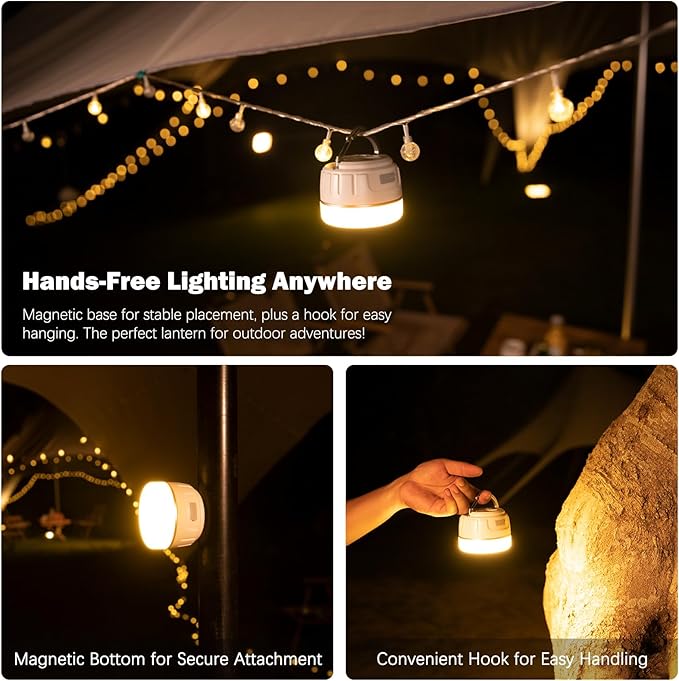 Yonktoo Rechargeable LED Camping Lantern 1000LM, 300H Runtime, 6400mAh, IPX5 Waterproof Tent Light for Camping, Hiking, Power Outages, Home, Emergency Use - Wireless Remote Edition,White