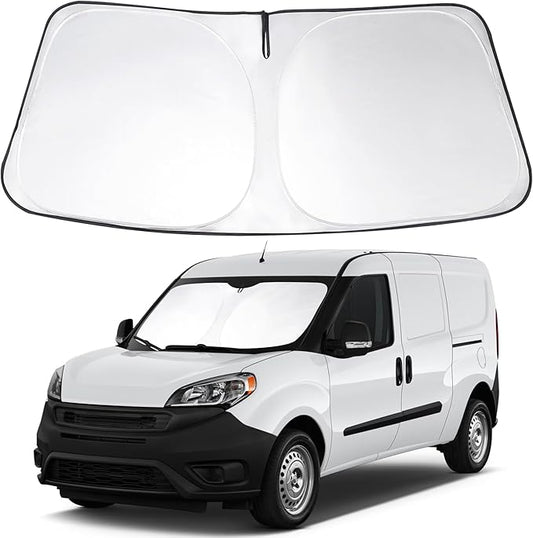 Windshield Sun Shade Custom Fit 2014-2023 2024 2025 2026 Dodge RAM ProMaster Accessories Full Size Cargo Van Chassis Cab Cutaway Front Window Sunshade Covers Keeps Car Cooler