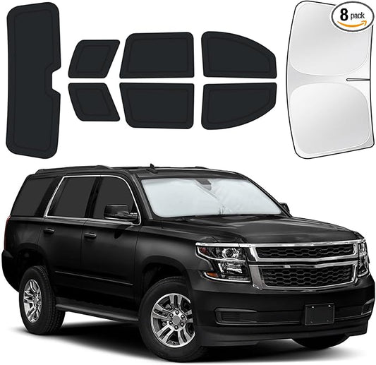 for Chevrolet Tahoe 2015-2020 Car Window Shades, 8pcs Privacy Sun Shade Set for Front Windshield Side and Rear Windows, Full Window Covers Keeps Vehicle Cool for Camping Napping