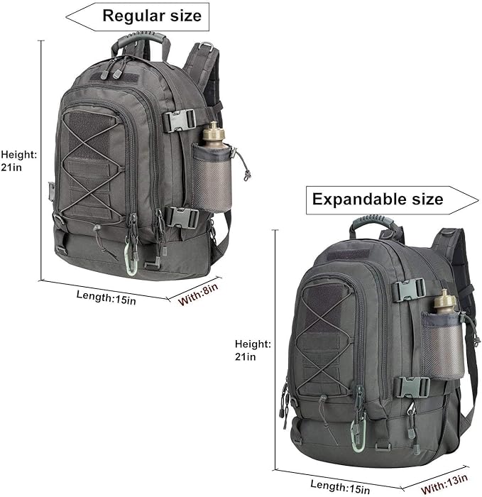 Miramrax Tactical Backpack Military Hiking Daypack - Molle Backpack for Men 3 Day Assault Pack Bug Out Bag for Camping (Grey)