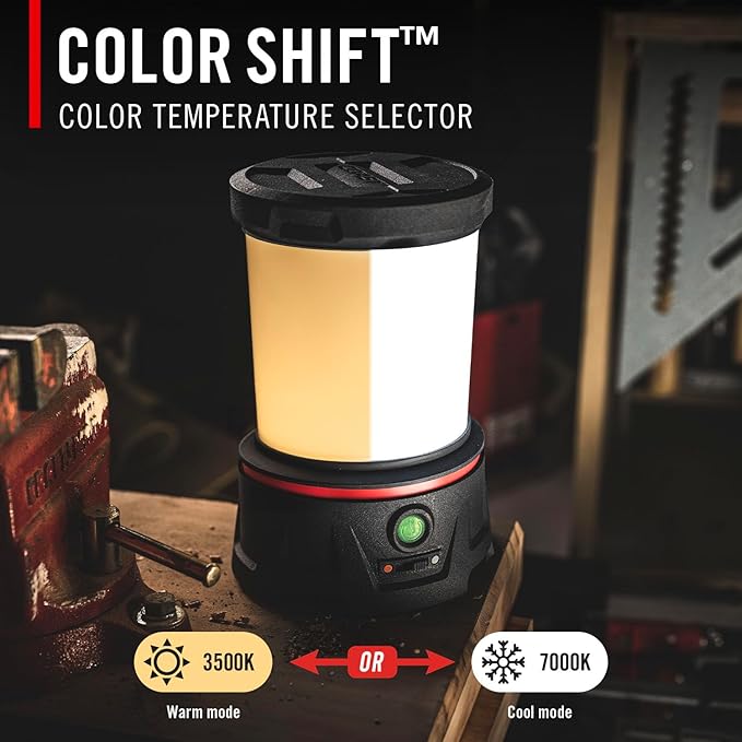 COAST EAL40R 2500 Lumen Rechargeable Emergency Camping Lantern with Red Flashing Mode, Carabiner, Diffuser, Foldeable Handle, Moonglow™ Low Mode, Illuminated Power Button, USB-C Power Bank