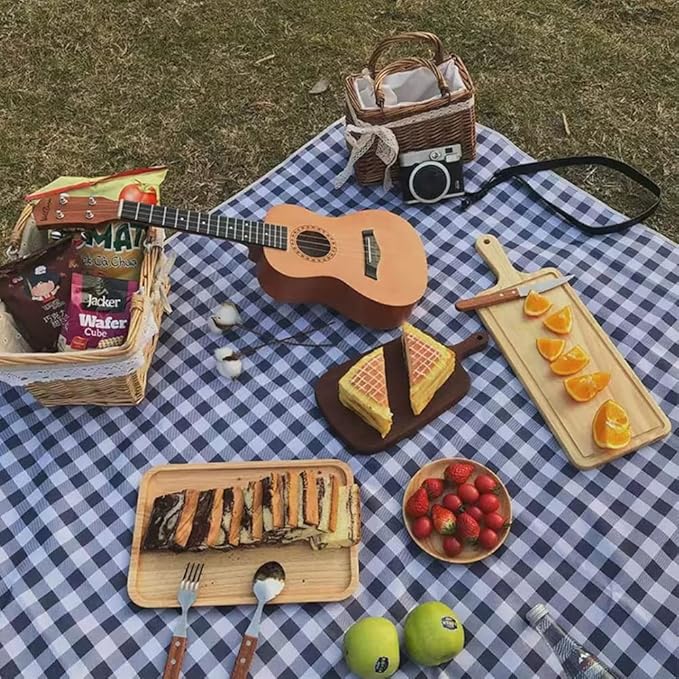 LRUUIDDE Extra Large Picnic Blanket Beach Blankets, Outdoor Foldable Waterproof Sand Mat for Beach Camping Hiking Travel Family Concerts Grass Park Music Festival Lawn Mats (Dark Blue, 80x60inch)