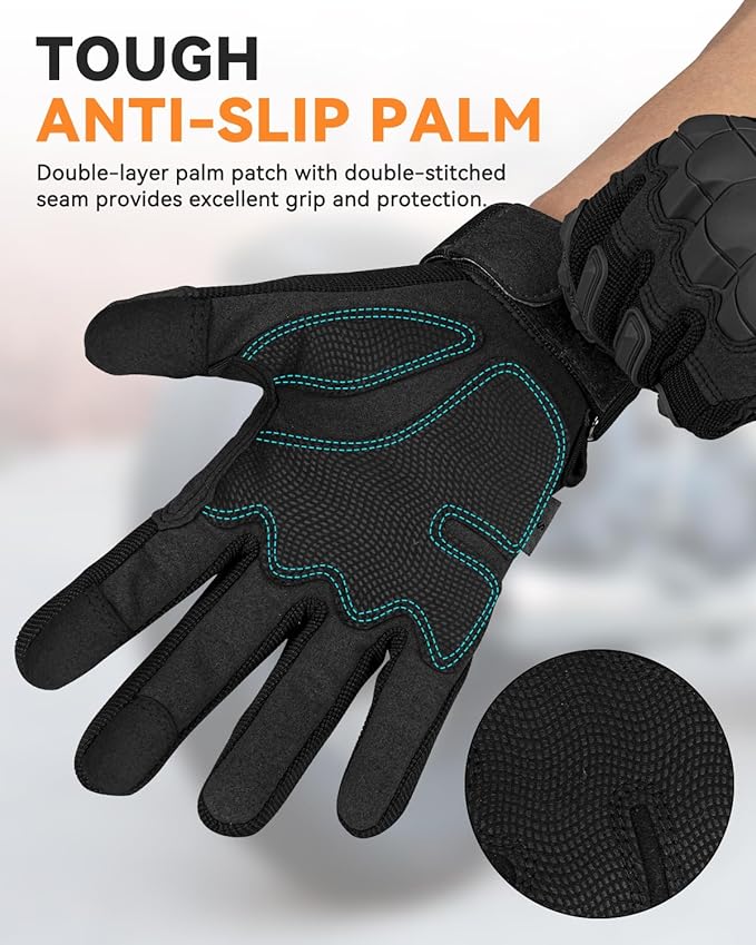 KUMGIM Tactical Gloves for Men, Motorcycle Military Combat Gloves Black Airsoft Gloves Touchscreen for Airsoft Outdoor Hunting Shooting Paintball Work Motorcycling Climbing