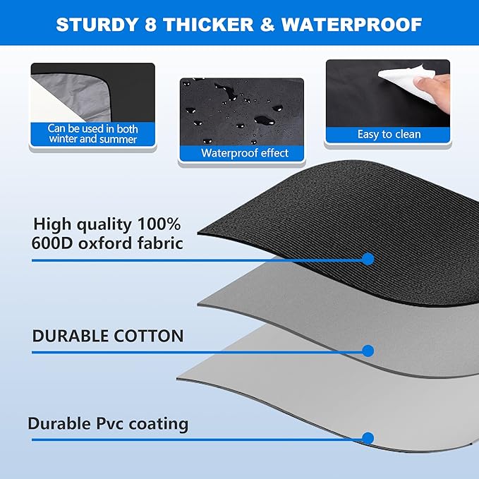Windshield Cover for Ice and Snow,New Upgraded Heavy Duty Windshield Snow Cover,Extra Large Size (75"x45"),Windproof Winter Frost and Deicing Awning Suitable Fzor Cars, Trucks, SUVs