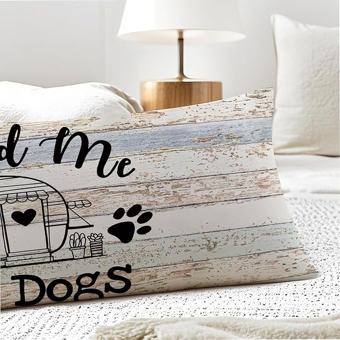 Rustic Camping 20x54 Body Pillow Cover, Camping Decor for Camper, Gifts for Campers Dog Lovers Women Men, You and Me the Dogs Decorative Long Body Pillow Cases for Bed Couch