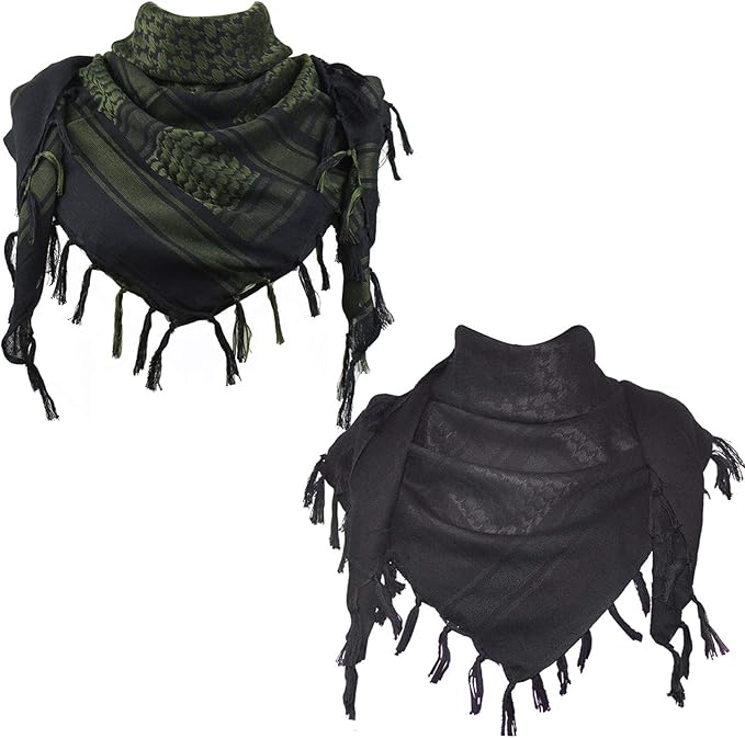 Explore Land Cotton Shemagh Keffiyeh Tactical Desert Scarf Neck Head Wrap with Tassel for Men Women