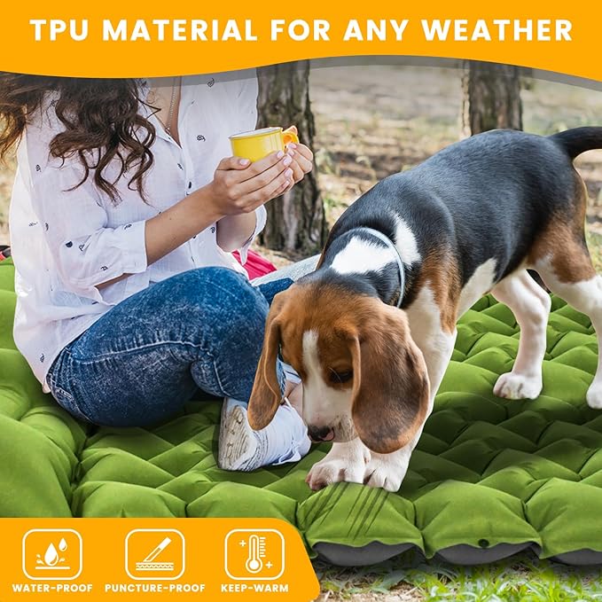 Ultralight Camping Sleeping Pad with Built-in Pillow & Foot Pump, Compact Inflatable Air Mattress for Backpacking, Hiking, Tent, Travel Camp & Outdoor Adventures