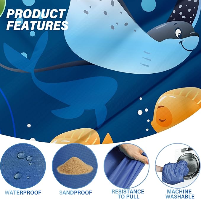 Famstar Beach Blanket Oversized Extra Large 78" X 81",Waterproof Sandproof Beach Blanket 1-7 Adults Lightweight Durable for Travel Camping Hiking Picnic