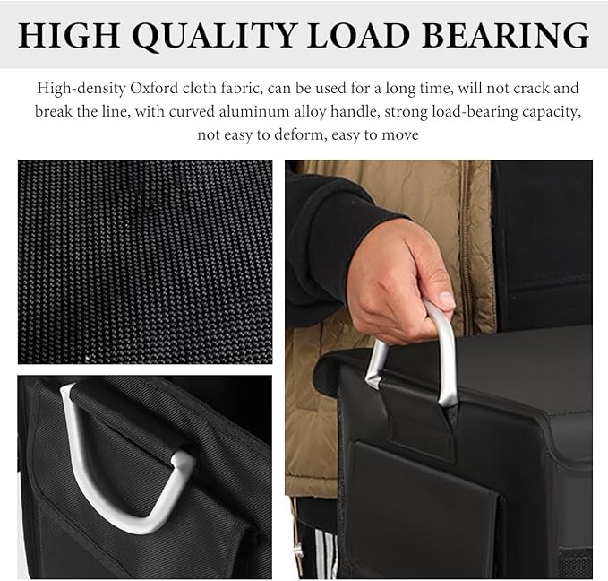Trunk Organizer with Lid, 28L Collapsible Cargo Organizer with Aluminum Handles & Reflective Strip, Multi-Purpose Waterproof Oxford Storage Box for Cars Trucks SUVs Minivans (Gray)