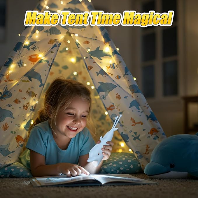 Teprewes Dolphin Outdoor Kid's Flashlight Rechargeable, Led Flashlight, Fun and Lightweight Kid Flashlight Suitable for Camping and Outdoor Exploration, Dog Walking, Birthday Gift