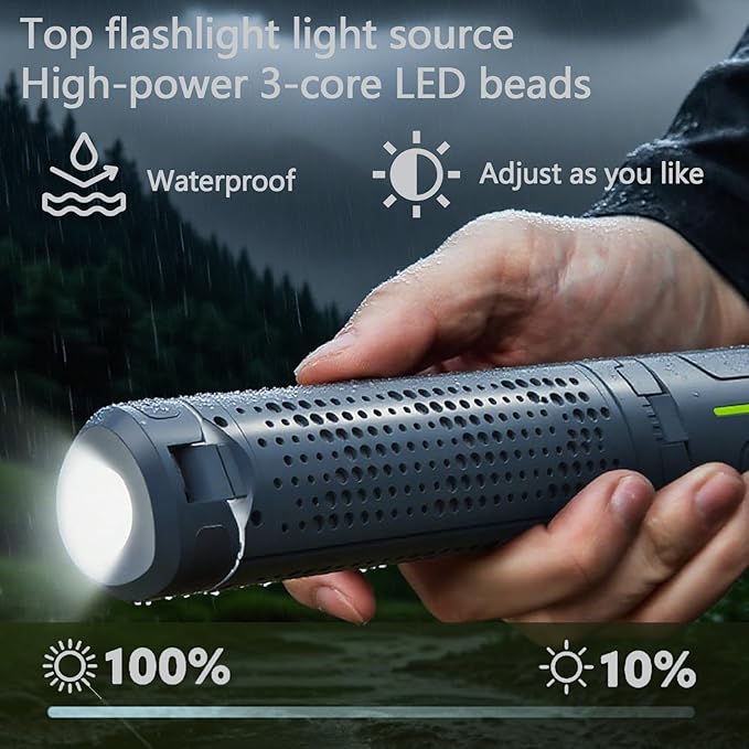 Rechargeable 8000mAh Camping and Work Light with Adjustable Stand 3.4 ft, 3000 Lumen Cordless Work Light Featuring 3 Adjustable Heads, Dimmable Emergency Flashlight with Telescopic Tripod