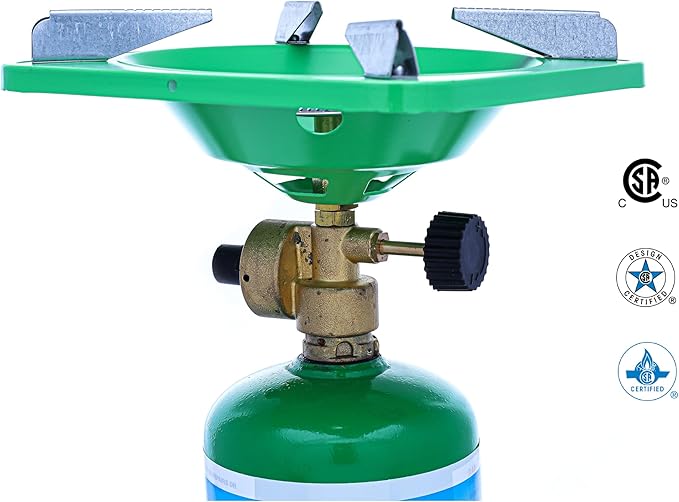 Flame King YSNVT-508 Portable BottleTop Camping Stove with Stable Lightweight Base Stand, Great for Outdoor Cooking, Backpacking, Compatible with 1LB Propane Gas Bottle