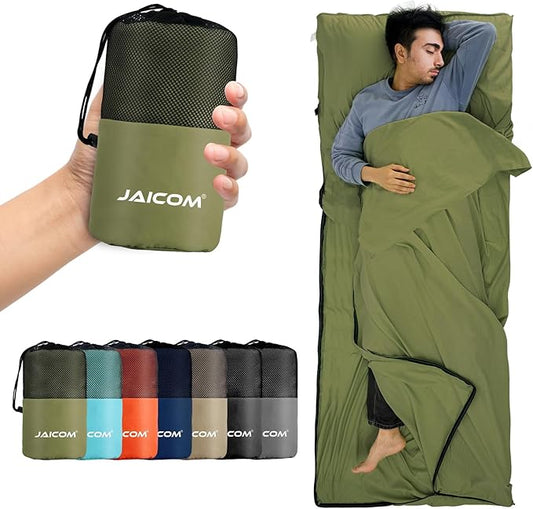 JAICOM Sleeping Bag Liner, Travel Sheets & Adult Sleep Sack, Ultralight and Portable Summer Sleeping Bag - Ideal for Backpacking, Hotels and Hostels, Business Trips, Camping