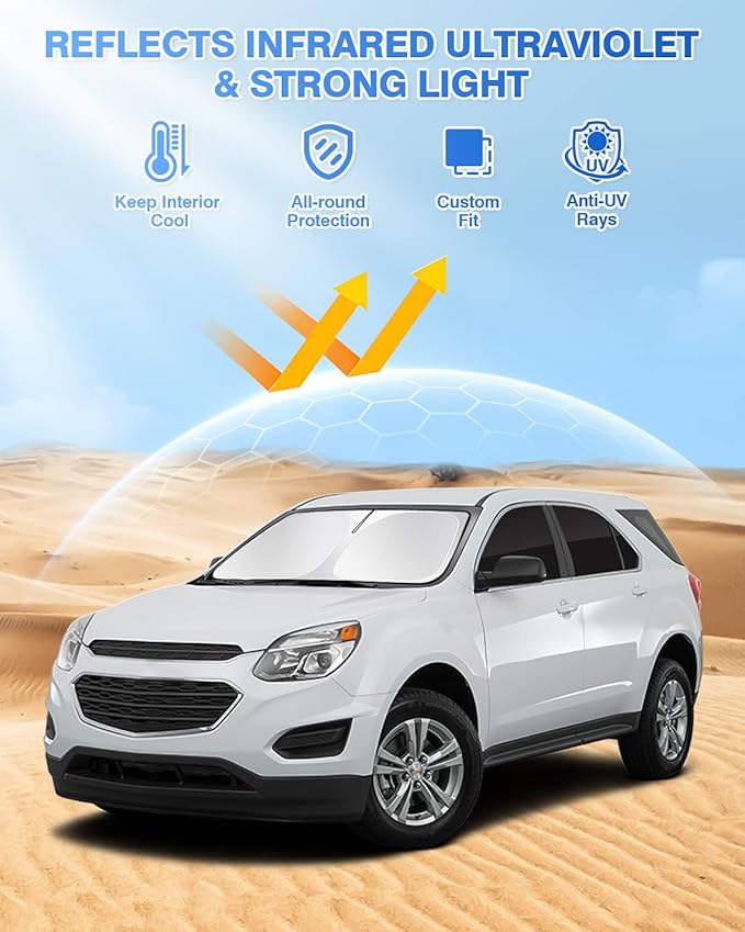 Canvcle Windshield Sun Shade for 2010-2017 Chevrolet/Chevy Equinox Accessories Side Rear Window Shade Cover Sun Visor Shield Privacy Protection Keep Vehicle Cool Black 8PCS