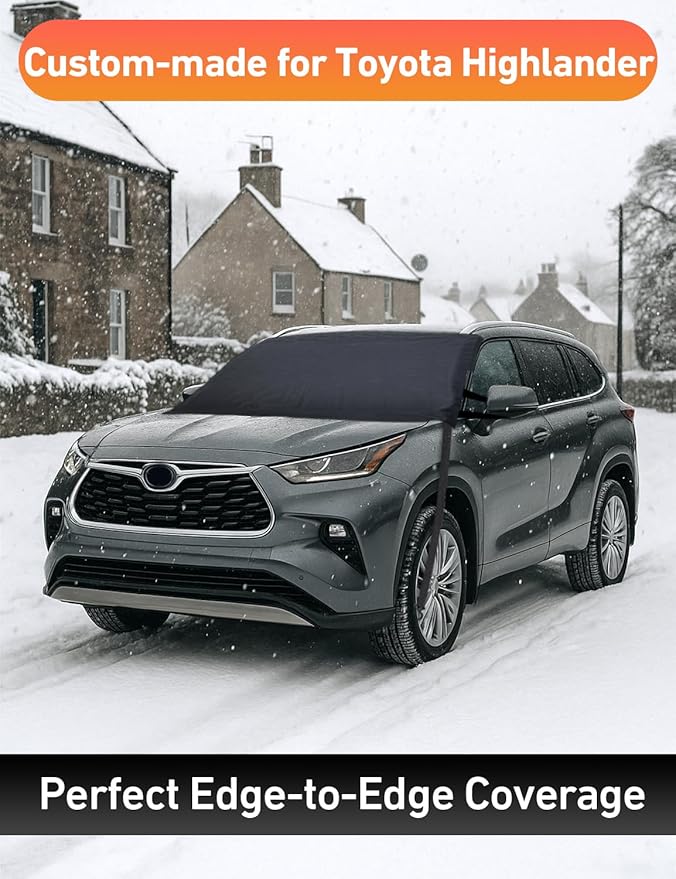 EcoNour Car Snow Cover Compatible for Toyota Highlander| Windshield Cover for Ice and Snow with S-Hook Straps | Heavy-Duty 600D Oxford Winter Car Cover, Waterproof & Anti-Slip