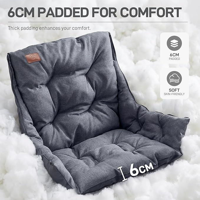 EVER ADVANCED 2 Set Camping Chair with Detachable Cushion, Mesh Chair for Adults Foldable, Oversized Heavy Duty Folding Chair with Cooler Mesh Pocket Cupholder Outdoor Fishing, Supports 400LBS Grey