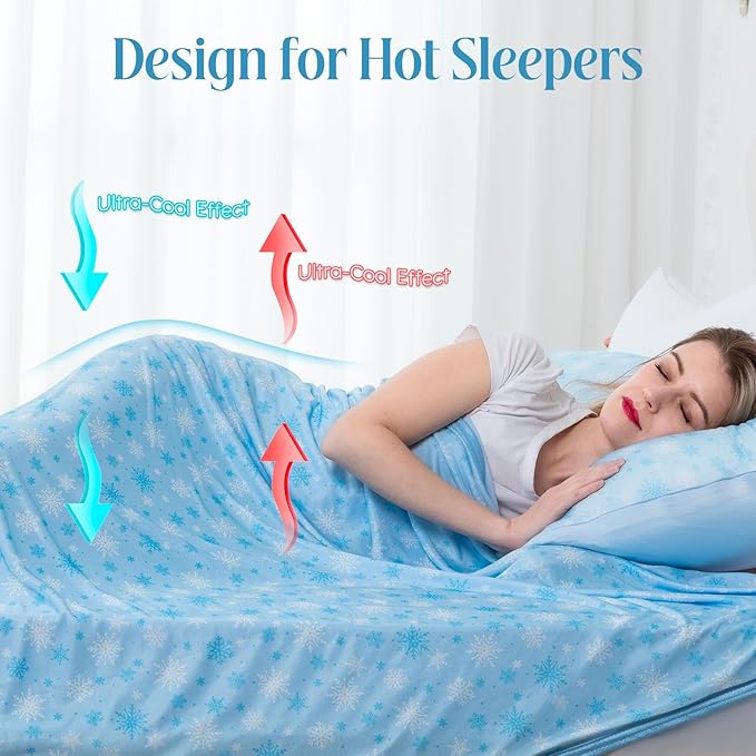 OIGAE Cooling Blanket for Hot Sleepers - Soft & Lightweight Summer Cold Blanket for Night Sweats | Perfect for Bed, Couch, Sofa (Blue, California King 96" x 102")