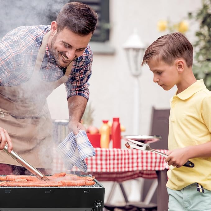 Kizmyee BBQ Barbecue Grill, Portable Folding Charcoal Barbecue Desk Tabletop Outdoor Stainless Steel Smoker BBQ for Picnic Garden Terrace Camping Travel