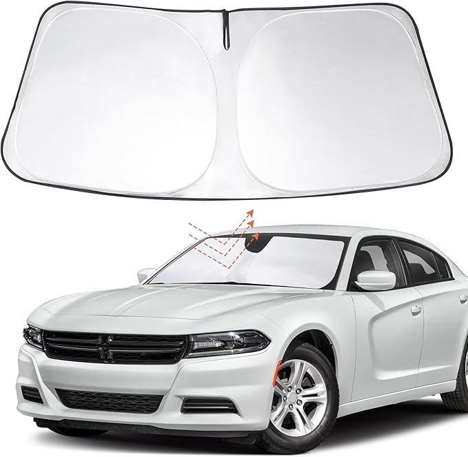 Windshield Sun Shade Custom Fit 2011-2020 2021 2022 2023 Dodge Charger Accessories Foldable Sunshade Sun Blocker Front Window Shades Covers Keep Car Cooler