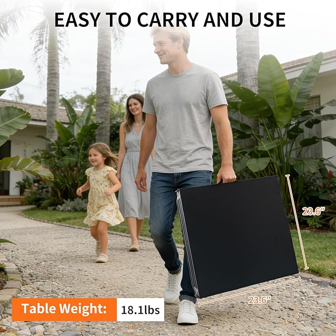 6FT x 2FT Folding Camping Table with Aluminum Alloy Legs, Adjustable Height Portable Outdoor Picnic Table for Camping, Travel, Parties, Kids Crafts, and Market Vendor Use