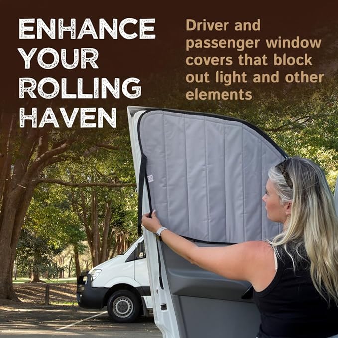 Living in a Bubble Insulated Blackout Front Window Covers (Pair) for Mercedes Sprinter Van Year 2019-2026, VS30