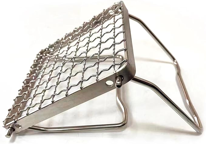 MDUG Ultralight Mini Camp Grill with Foldable Legs – 304 Stainless Steel Grate, Portable Gas Stove & Campfire Stand, Compact Grill Grid for Backpacking/Camping/Hiking/Picnic/Travel/Fishing (Weave)