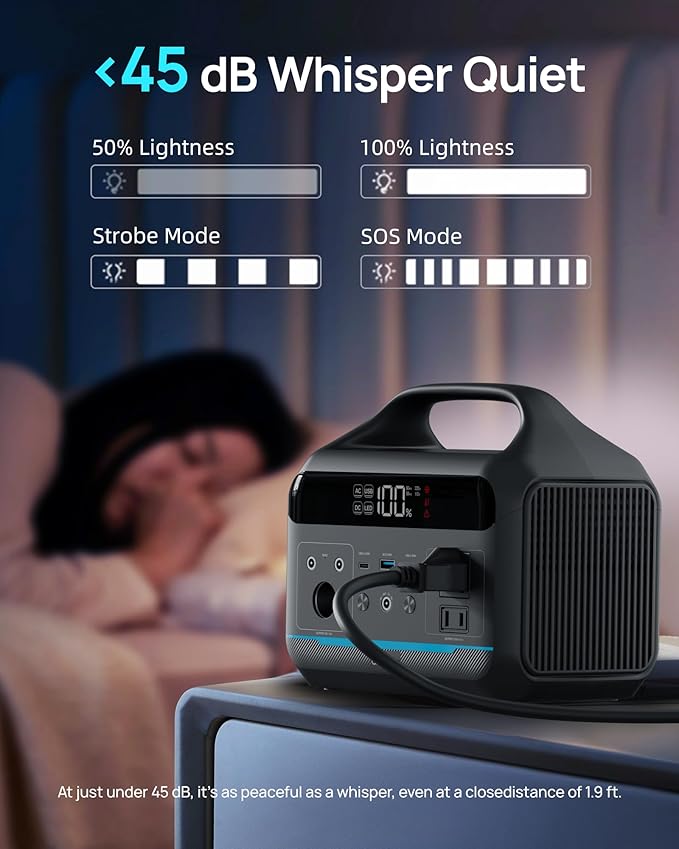 DARAN Portable Power Station 600W with 80W Solar Panel, 288Wh(90,000mAh) LiFePO4 Solar Generator, Dual AC Outlets, 100W USB-C PD, Fast Recharge for Camping, RV, Power Outage, Emergency Backup