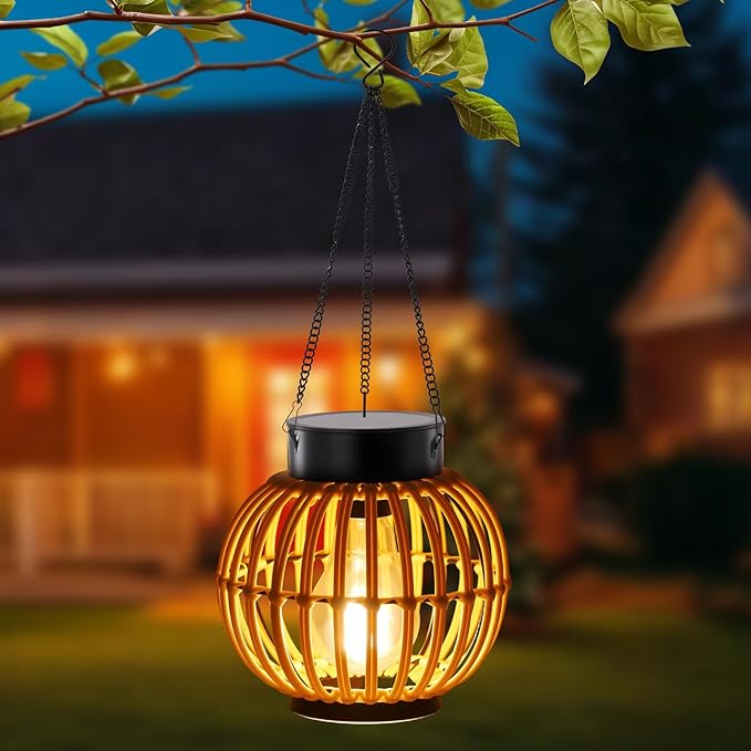 Solar Lanterns Outdoor Lights Waterproof -Hanging Hand-Woven Lanterns, Garden Decor Gifts, Outdoor Solar Table Lamp Camping Lights, Garden, Yard, Patio, Porch, Patio Balcony, Backyard Outdoor Decor