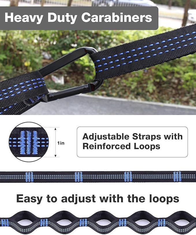 MOSFiATA Camping Hammock, Heavy Duty up to 700lbs with 2 Tree Straps and Attached Carry Bag Portable Outdoor Hammock for Backpacking Hiking Travel,Beach（Black Grey
