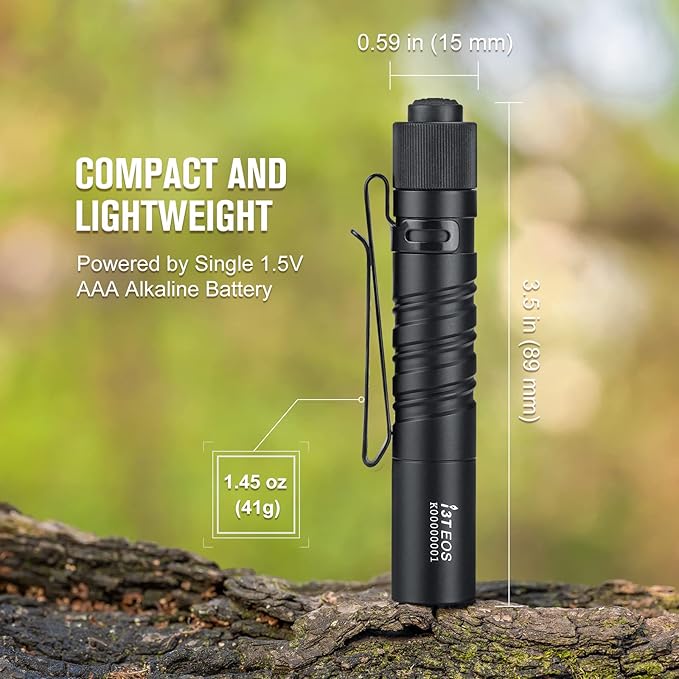OLIGHT I3T EOS 180 Lumens Dual-Output Slim EDC Flashlight for Camping and Hiking, Tail Switch Flash Light with AAA Battery (Black)