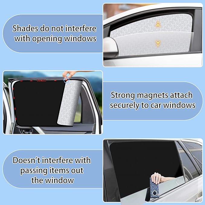 ZATOOTO Car Window Shades for Toyota 4Runner 2017-2024, 4 Pcs Magnetic Car Window Covers, 100% UV Protection Foldable Privacy Curtains Side Window Sun Shade for Baby Breastfeeding Sleeping Camping