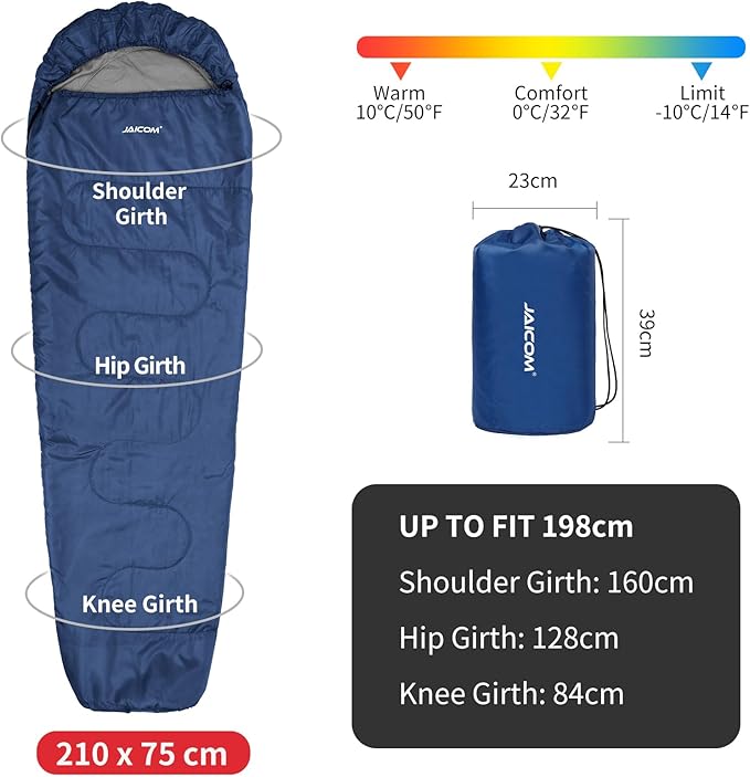 JAICOM Cold Weather Mummy Sleeping Bag 15°F Extreme 3-4 Season Sleeping Bag for Adults - 0 Degree Winter Sleeping Bag, Machine Washable for Hiking Backpacking & Outdoor Activities
