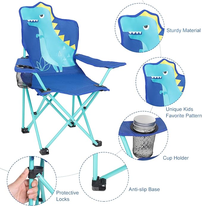KABOER Kids Outdoor Folding Lawn and Camping Chair with Cup Holder and Carrying Bag, Children's Camping Chairs